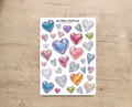 Pegatinas decorativas para diario / Hoja de pegatinas de Corazones iridiscentes para junk journaling, scrapbooking, paneles de visión y estética Y2K.