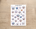 Pegatinas decorativas para diario / Hoja de pegatinas de estrellas y adornos para junk journaling, scrapbooking, paneles de visión y estética Y2K.