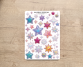 Pegatinas decorativas para diario / Hoja de pegatinas de Estrellas iridiscentes para junk journaling, scrapbooking, paneles de visión y estética Y2K.