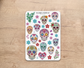 Pegatinas decorativas para diario / Hoja de pegatinas de Calaveras del día de muertos para junk journaling, scrapbooking, paneles de visión y estética Y2K.